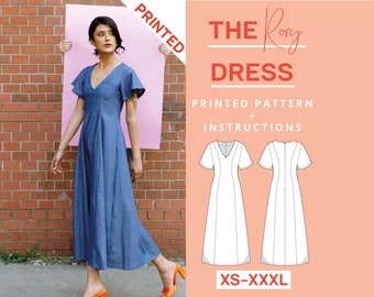 Summer dress A line Printed Pattern | XS-XXXL | A0 | Sewing beginners, simple and modern | With sewing instructions | German and English