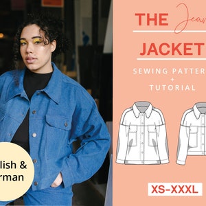 Denim jacket Sewing Pattern PDF jeans vest gilet | XS-XXXL | Instant Download | Intermediate | modern | With video tutorial