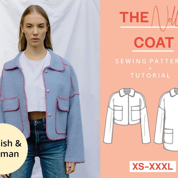 Coat Sewing Pattern Digital PDF | XS-XXXL | Instant Download | Beginner friendly jacket | Easy and modern | With video tutorial