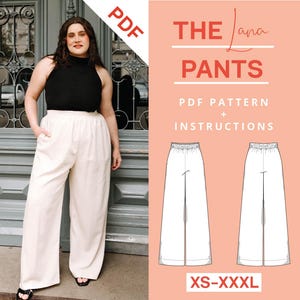 Palazzo Pants Sewing Pattern PDF | xs-xxxl | Instant Download | Wide leg pants pattern | Sewing tutorial | A4 US Letter Elastic Waist