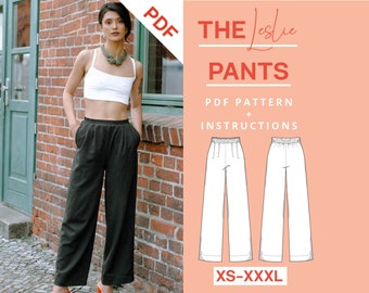 Pants Sewing Pattern PDF Straight pants | XS-XXXL | Instant Download | Women | Easy and modern | With video tutorial | A4 Letter