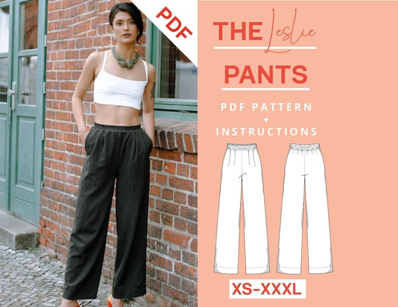 Pantalon patron de couture PDF pantalon en tissu pantalon de costume pantalon plisse XS XXXL A4 Telecharger Avec instructions video Allemand anglais et francais. Etsy France