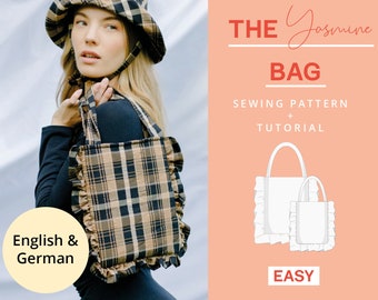 Bag with ruffles Sewing Pattern PDF | Instant Download | Sewing Beginner friendly | tote bag sewing pattern with video tutorial | A4 Letter