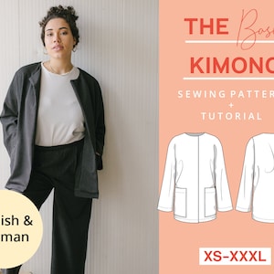 Blazer Sewing Pattern Kimono Cardigan Jacket | XS-XXXL | Instant Download | Beginner friendly cardigan | Easy modern | With video tutorial