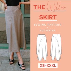 Midi Skirt Sewing Pattern PDF skirt with volant | XS-XXXL | Ebook Download | For beginners | With video tutorial | German and English