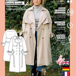 Undercoat Pattern Trench Coat Printed Sewing Pattern | Xs-xxxl | Paper Pattern | Coat ...