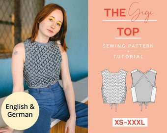 Smocked summer top Sewing Pattern PDF strap top with smoked front | XS-XXXL | Instant Download | Easy | modern | With video tutorial