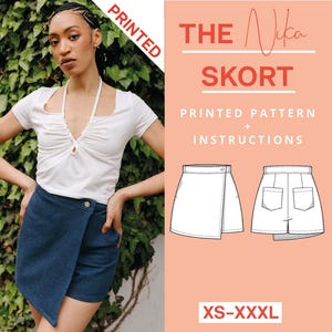 Skort Paper Sewing Pattern XS-XXXL Short Skirt and Short Pants in One with sewing instructions and sewing tutorial denim jeans shorts