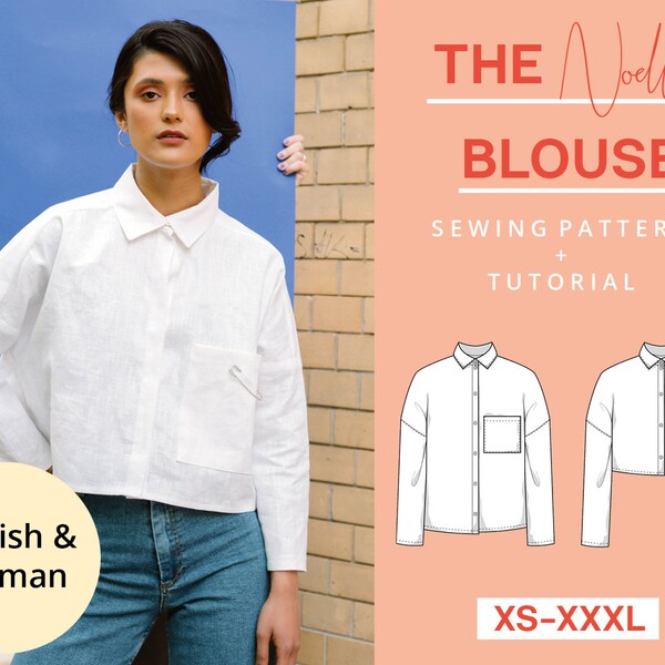 Oversized Blouse shirt Printed pattern | XS-XXXL | A0 | Sewing beginners, simple and modern | Sewing Instructions | German English