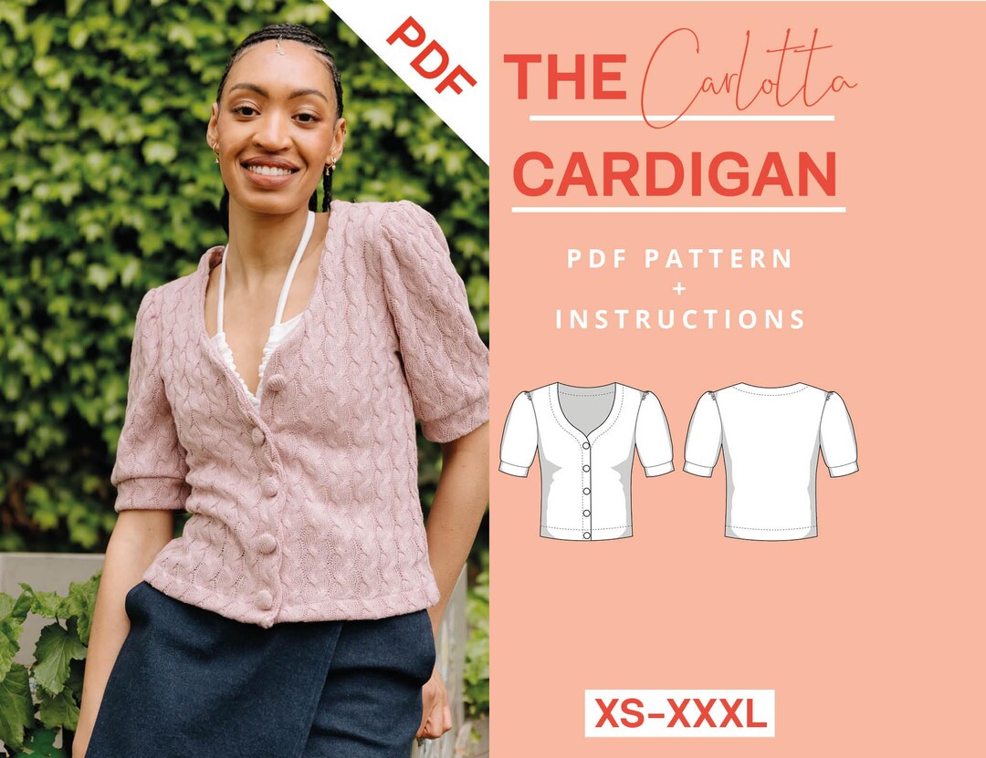 Cardigan Sewing Pattern PDF | Xs-xxxl | Instant Download | Knit ...