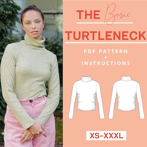 Turtleneck Sewing Pattern pdf | XS-XXXL | Instant Download | Beginner friendly turtleneck pattern | With sewing tutorial | A4 US Letter
