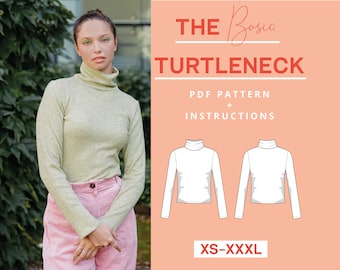 Turtleneck Sewing Pattern pdf | XS-XXXL | Instant Download | Beginner friendly turtleneck pattern | With sewing tutorial | A4 US Letter