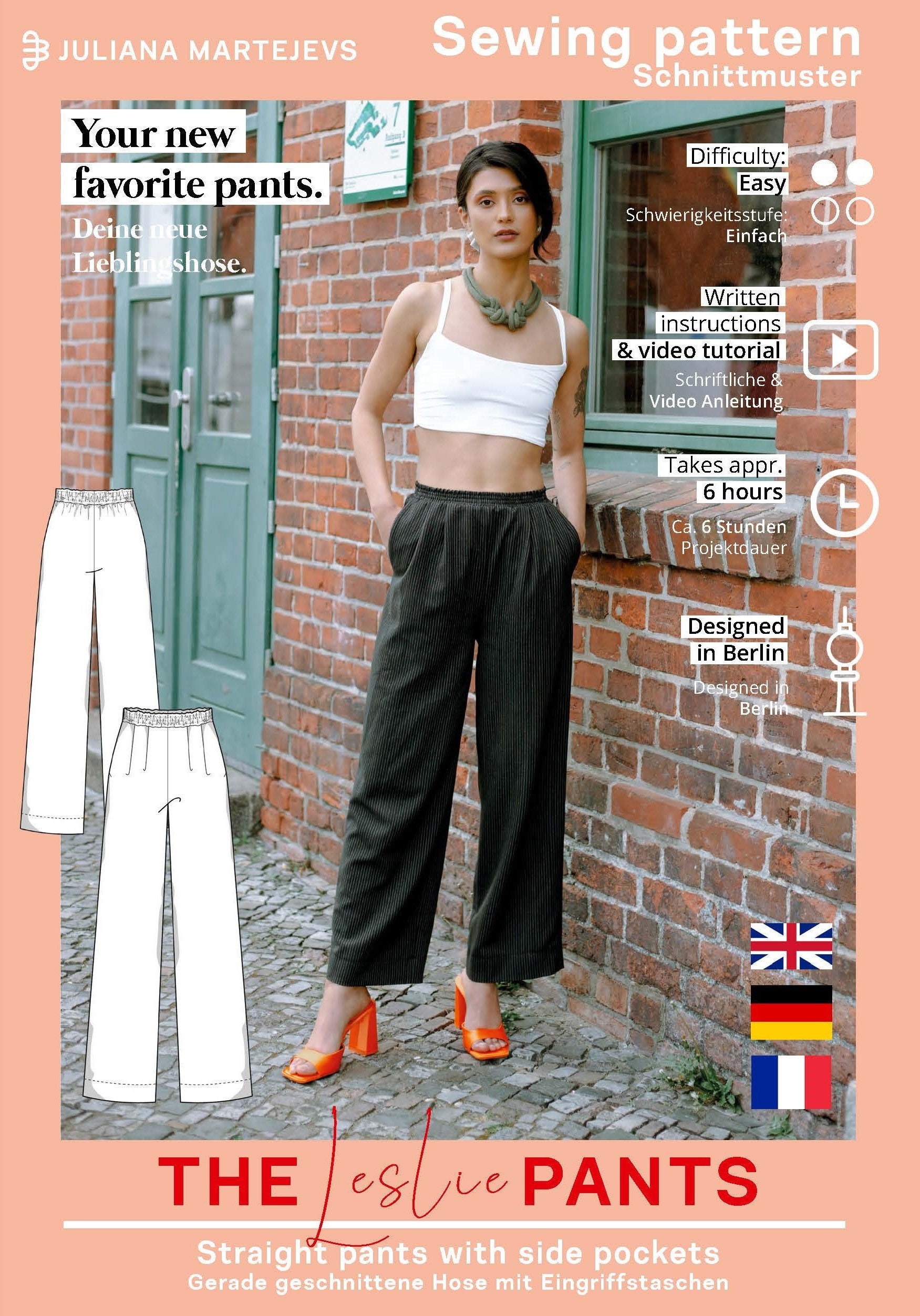【PDF】straight pants Pants Sewing Pattern PDF Straight Pants | XS-XXXL | Instant