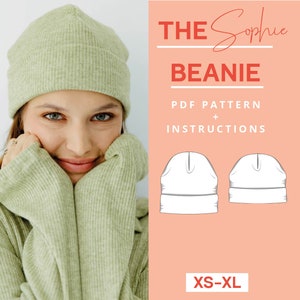 Patrón de costura de gorro pdf | Unisex XS-XL | A4 y carta estadounidense | Principiante en costura | Instrucciones de costura gorro gorro accesorio