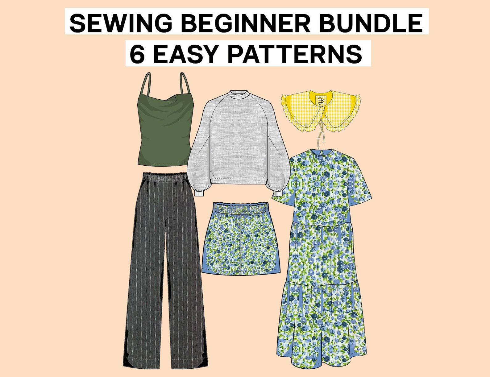 Sewar Pattern Easy Sewing Patterns for Beginners Bundle PDF Sizes XS-XXXL Ladies ...