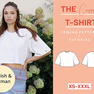 Cropped T-shirt Sewing Pattern Digital PDF  | XS-XXXL | Instant Download | Beginner friendly | Easy and modern | With video tutorial