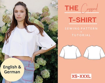 Cropped T-Shirt Schnittmuster PDF | XS-XXXL | Download | Für Anfänger, einfach und modern | Mit Video Anleitung
