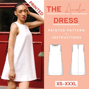 Shift Dress Printed Sewing Pattern | xs-xxxl | Paper pattern DIN A0 | Linen Dress pattern | Sewing tutorial | Mini Dress Summer