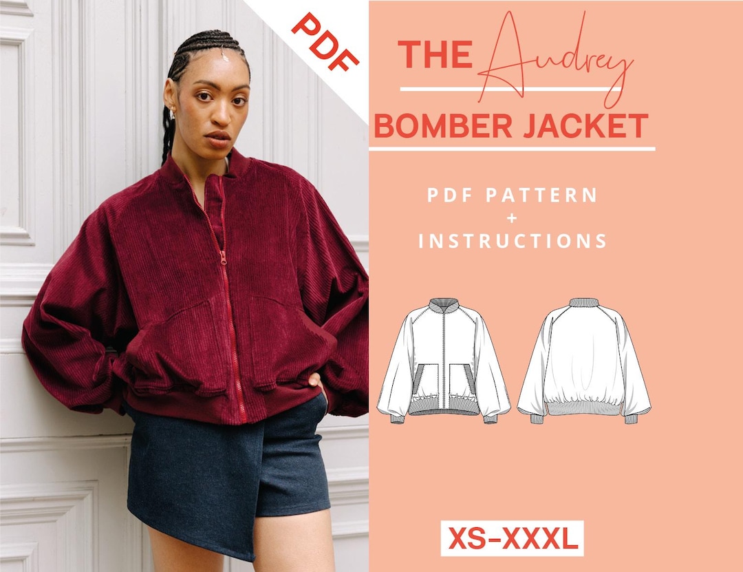 Bomber Jacket Sewing Pattern Ladies PDF Instant Download XS-XXXL Easy ...