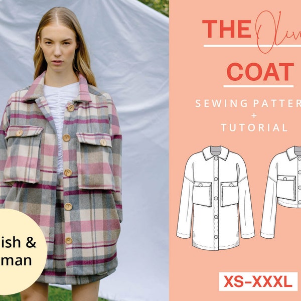 Coat Sewing Pattern PDF | XS-XXXL | Instant Download | Beginner friendly jacket | Easy and modern | With video tutorial