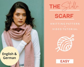Scarf Knitting Pattern with collar easy knitting pattern | Instant Download | Beginner friendly | Easy and modern | With video tutorial