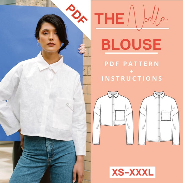 Blouse Sewing Pattern PDF oversized shirt | XS-XXXL | Instant Download | Beginner | Easy and modern | With video tutorial | A4 Letter