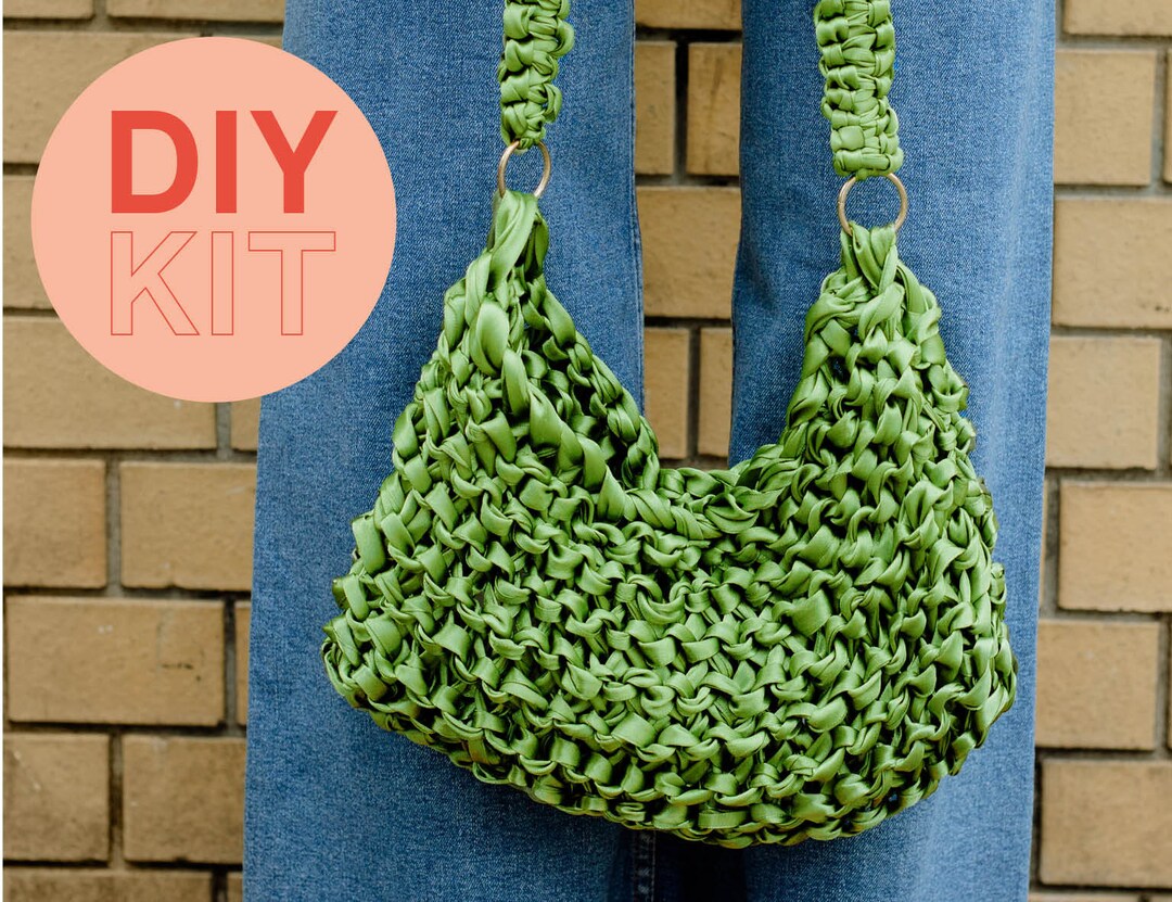 DIY Knitting Kit Knitted Satin Bag | Knitting Box, Knitting Set, Diy ...