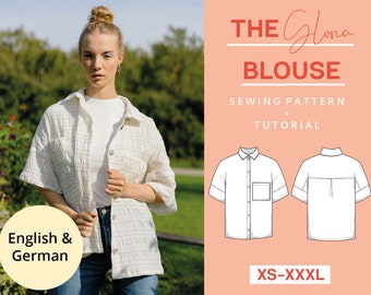 Oversized Short Sleeve Blouse Sewing Pattern PDF | XS-XXXL | Download | Beginner friendly oversized | Easy modern | With video tutorial