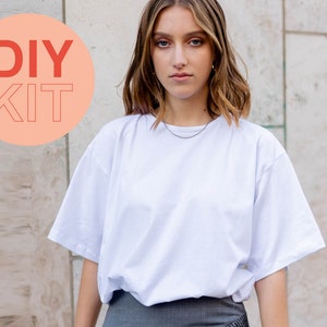 Kit da cucito per cucire una maglietta oversize | XS-XXXL | Scatola da cucito, set fai da te, kit fai da te, pacchetto cucito | Per principianti con istruzioni video in tedesco e inglese
