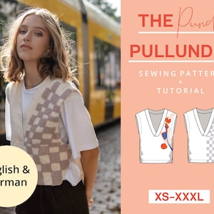 Slipover Sewing Pattern Gilet Vest Punch Needle Beginner | XS-XXXL | Instant Download | Easy and modern | With video tutorial | A4 Letter