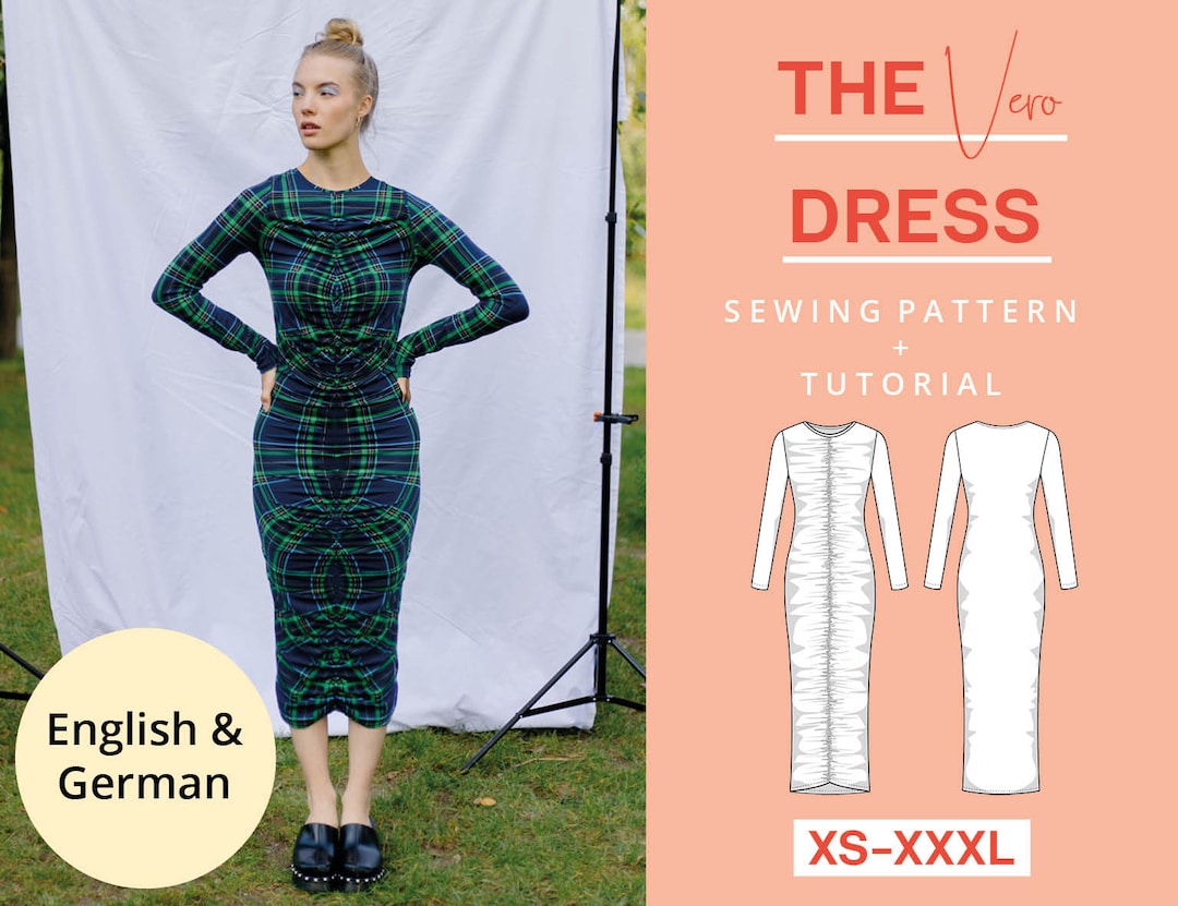 Midi Dress Sewing Pattern PDF Jersey Dress Pattern | XS-XXXL | Instant ...