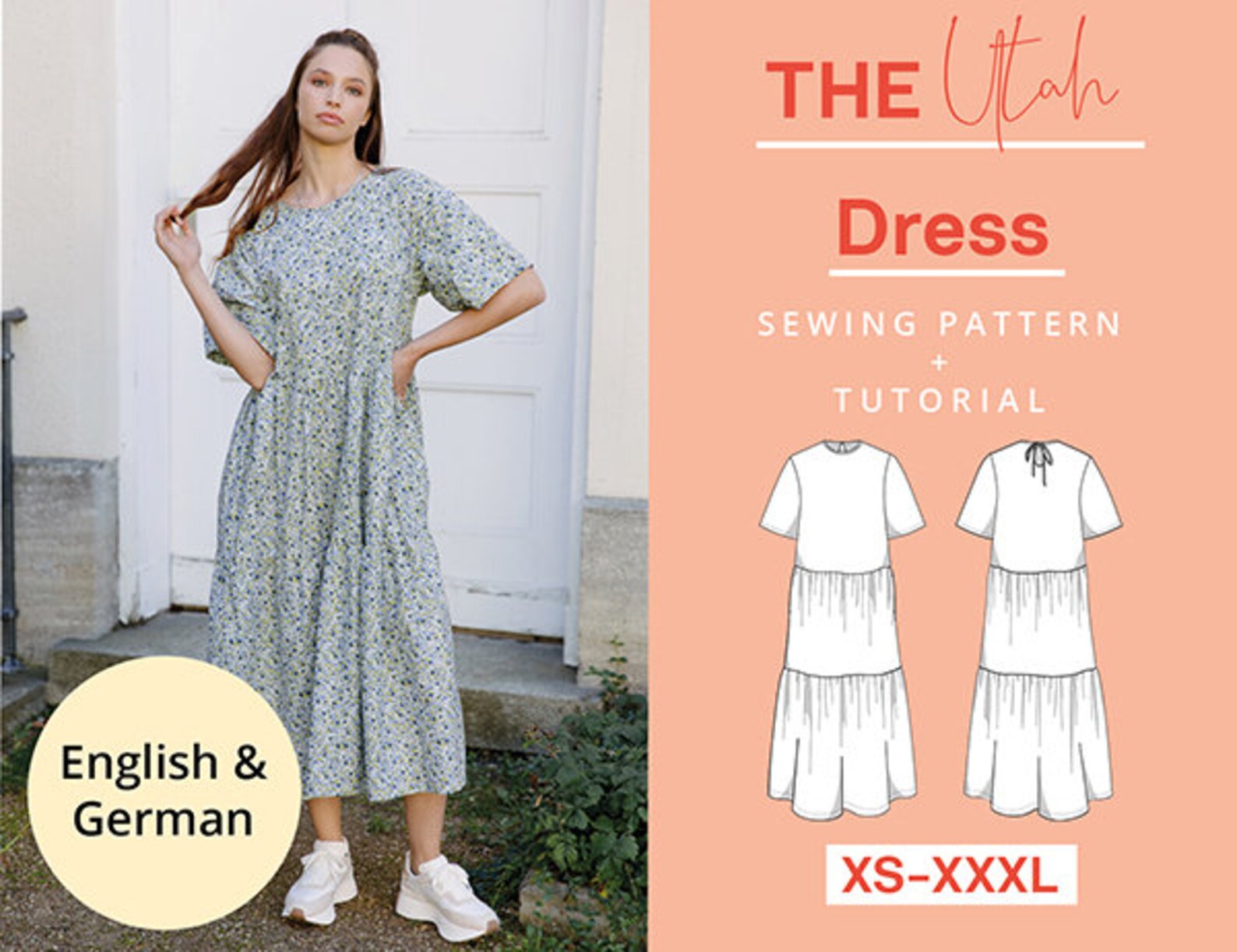 Sewing Plot Tiered Summer Dress With Ruffles Printed Pattern | XS-XXXL | A0 Plot ...