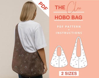 Hobo Bag Sewing Pattern Ladies Unisex Suede Leather Faux Leather Bag for Sewing Beginners | Easy Bag PDF Pattern with Sewing Tutorial
