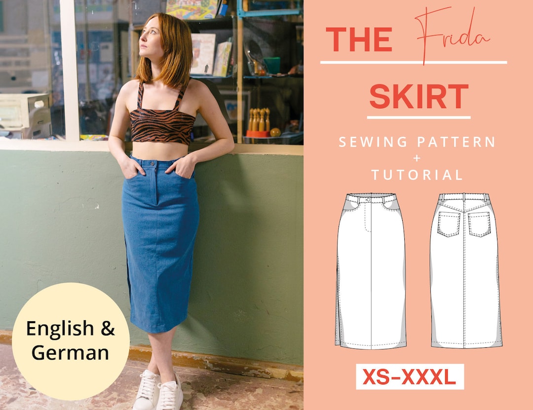 Denim Skirt Sewing Pattern Digital Pdf Ladies Skirt Midiskirt | XS-XXXL ...