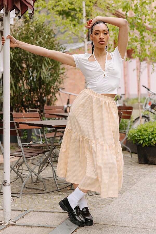 スカート Striped Stretch Crepe Skirt Vivien Skirt