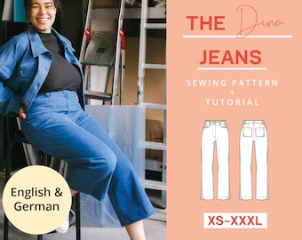 Jeans Sewing Pattern digital PDF| XS-XXXL | Instant Download | Denim Pants Trousers | With video tutorial
