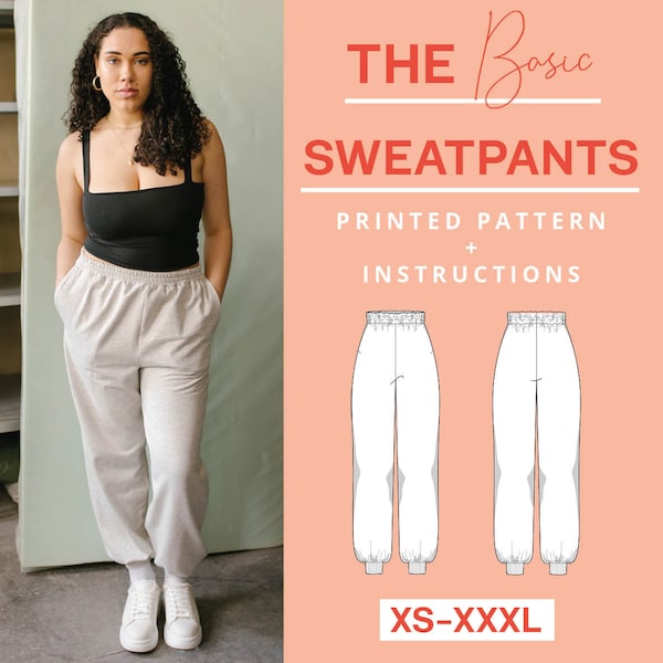 Jogginghose Papierschnittmuster | XS-XXXL | A0 | Nähanfänger | Nähanleitung Pumphose Sporthose Sweatpants