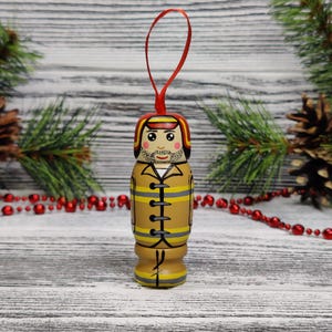 Funny Fireman Ornament, Handmade Wooden Gag Gift