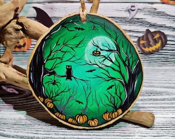 Personalized Halloween Ornament, Halloween Decoration, Fall decoration, Wood ornament, Scary home decor, Halloween 2022
