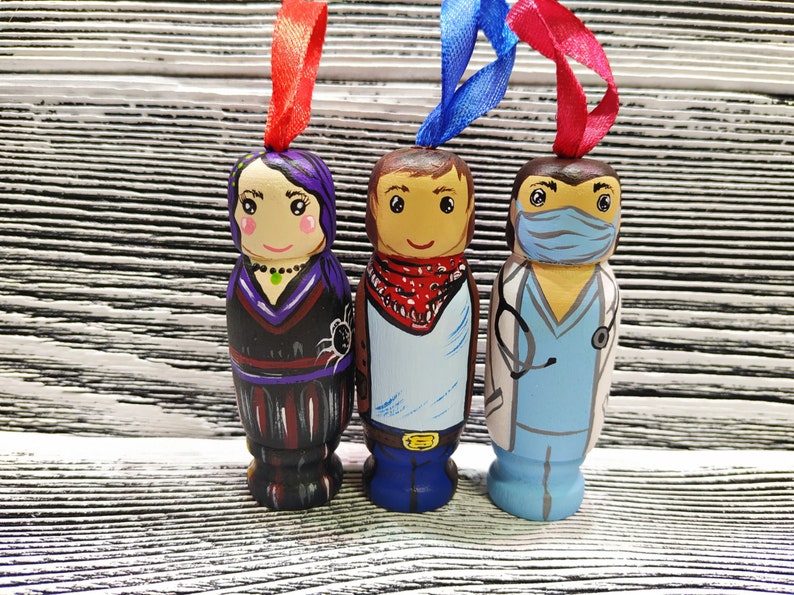 Funny Keychain Peg Doll Funny Peg Doll Keyring With a Etsy