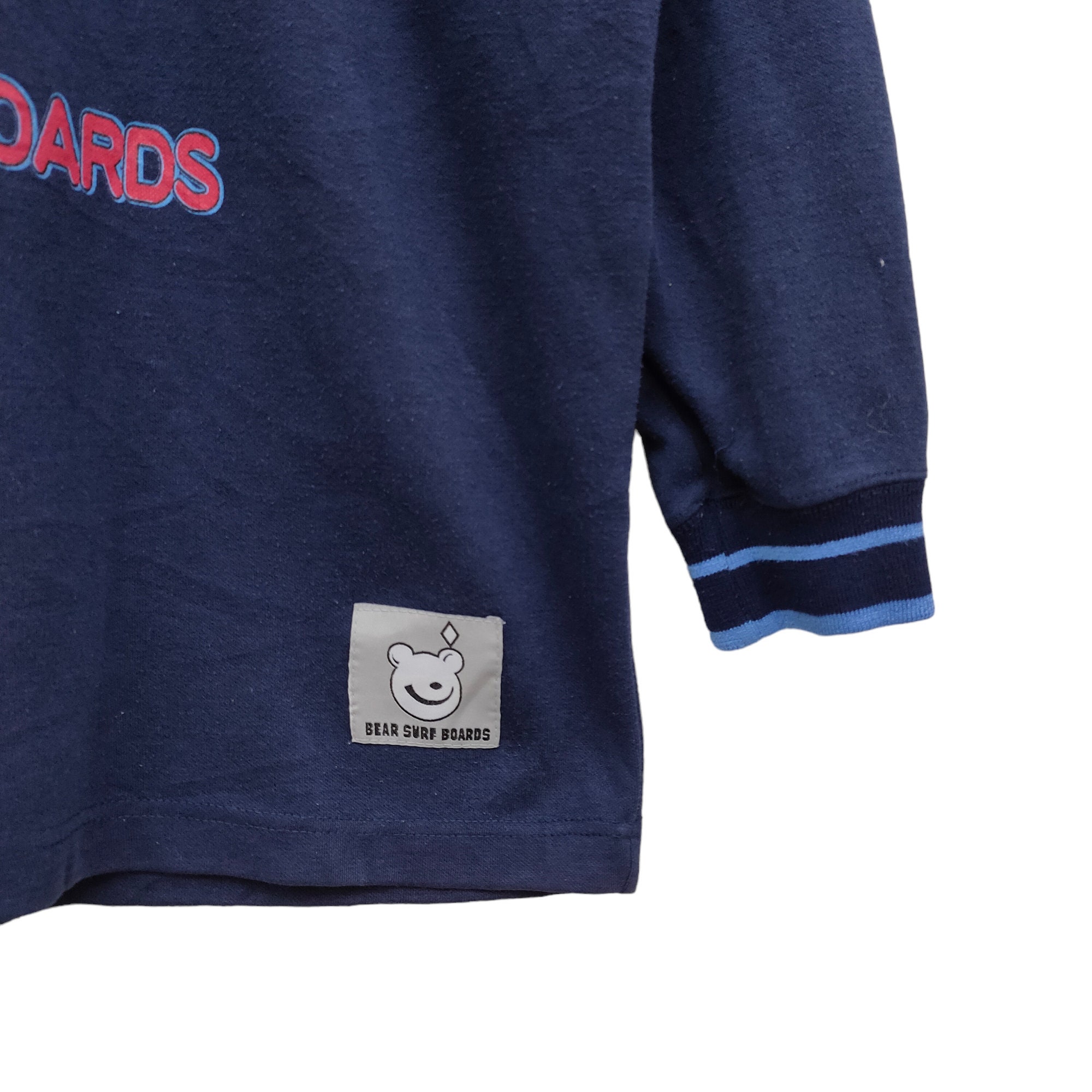 90s Bear Surfboards Long Sleeve Shirt Vintage Bear Surf Tee Navy 
