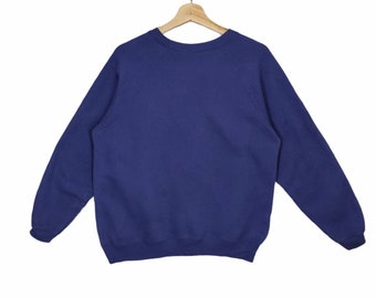 Vtg Hanes Blank Sweatshirt Medium Vintage Hanes Sweater Jumper Pullover Crewneck Plain Navy Blue Size M