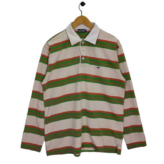 Armani jeans long sleeve logo polo shirt top