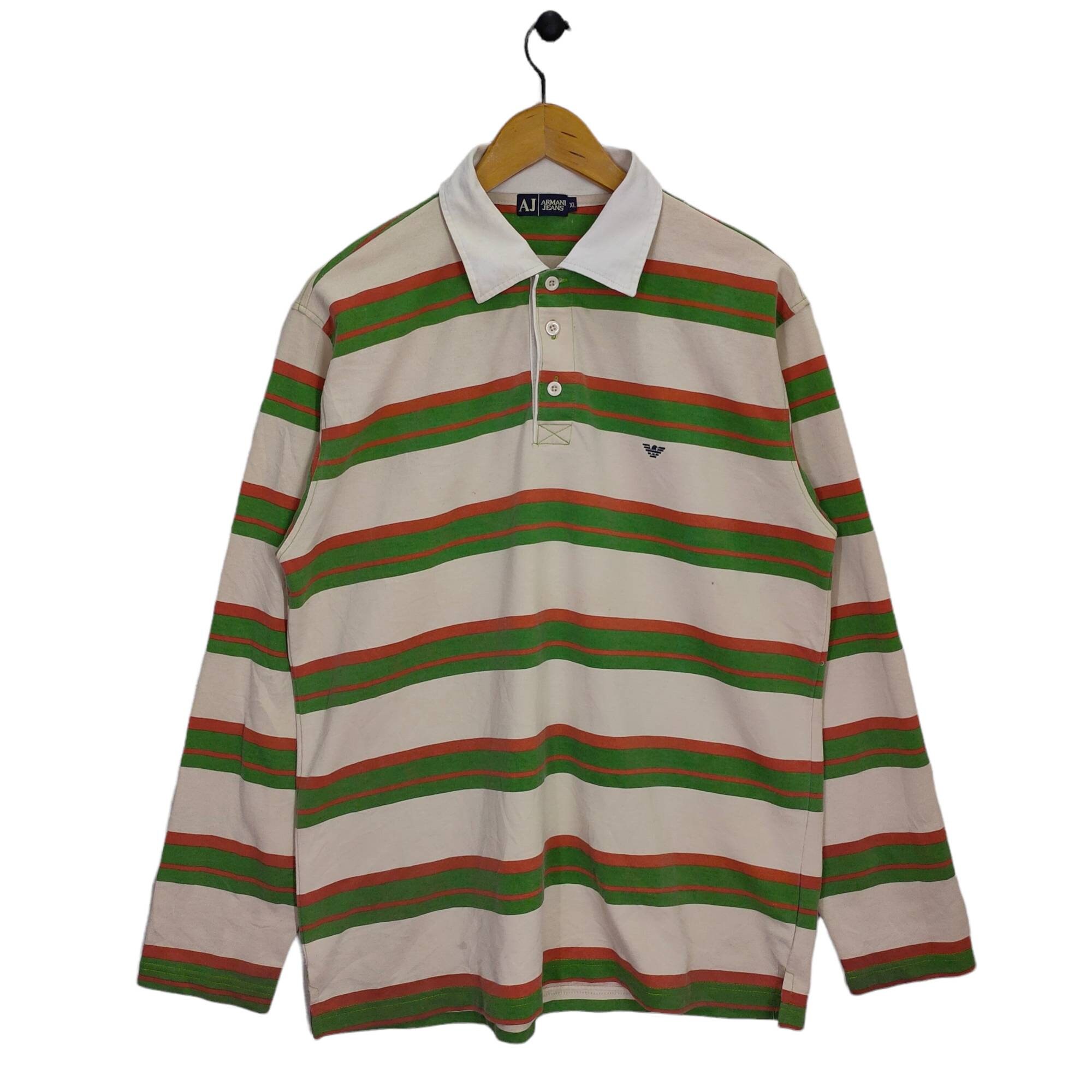 Armani Jeans Polo Shirt Vintage Rugby Stripes -
