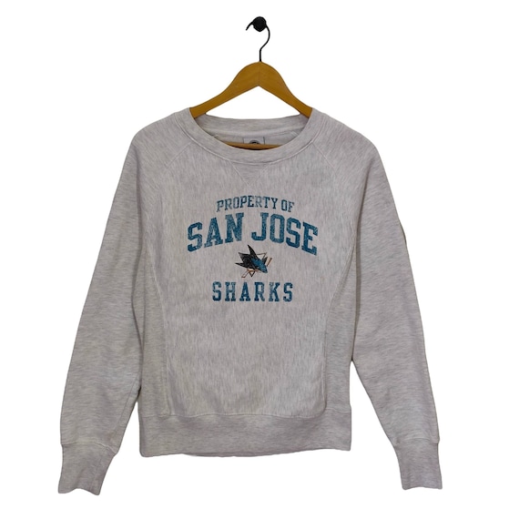 San Jose Sharks, Jersey vintage de cuello redondo de la NHL, equipo  deportivo estadounidense, equipo de hockey sobre hielo, jersey gris claro,  talla