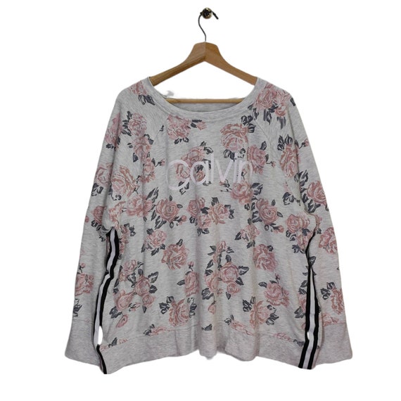 Calvin Klein Floral Sweatshirt Retro Style Botani… - image 1