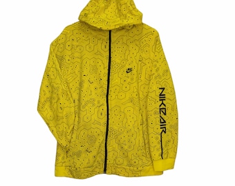 NIKE Air Hoodie Medium Vintage Nike Sweatshirt Sweater Jumper Pullover Nike Embroidery Training Jogger Yellow Size M