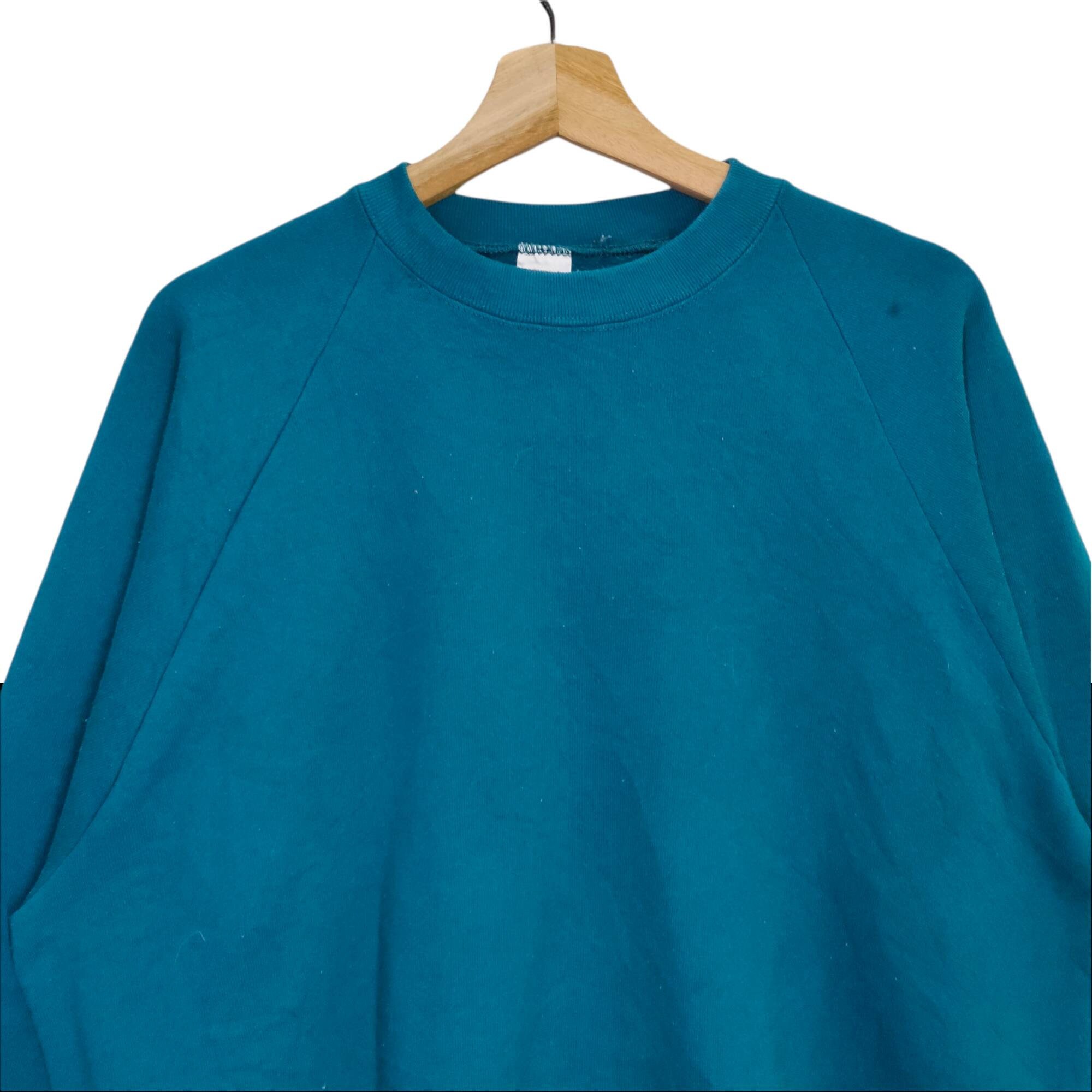 Vtg 90s Fruit of the Loom Plain Raglan Sweatshirt Vintage FOTL Blank Sweater  Jumper Pullover Crewneck Ladies Size XL 