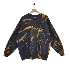 90s Nike Acid Wash Sweatshirt X-LargeVintage Nike Tie-Dye Sweatshirt – Black & Orange Splatter | 90s Streetwear Vibe, XL, Made in USA