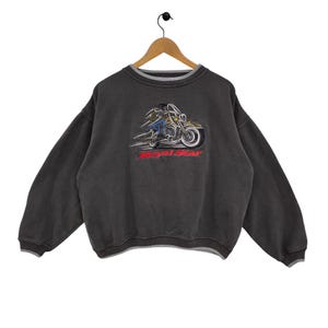 Team Line Motorcycle Sweatshirt Vintage Embroidery Royal Star Motorcycle Sweater Jumper Crewneck Brown